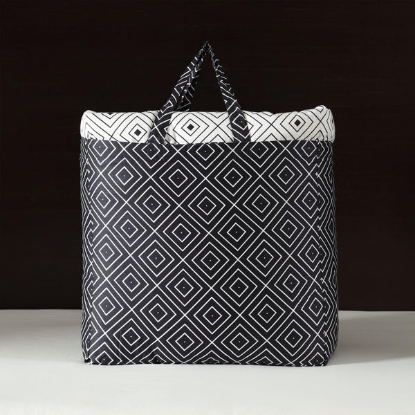 Bebejan Geometric Midnight Black & White 200 Thread Count 100% Cotton Sateen 5 Piece Reversible Comforter Set