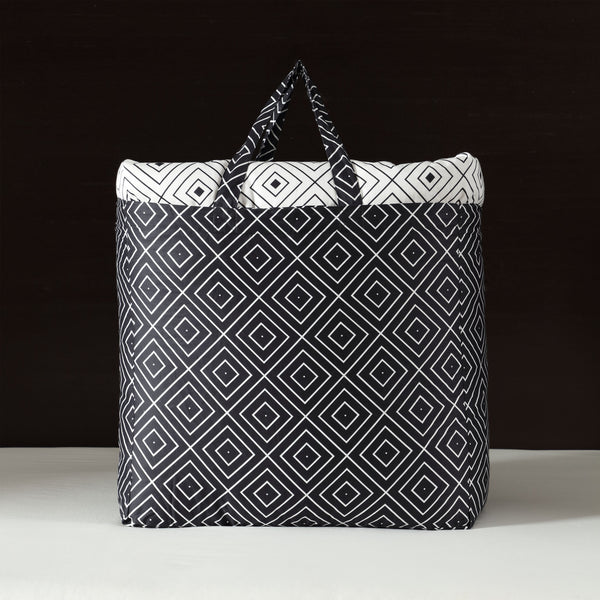 Bebejan Geometric Midnight Black & White 200 Thread Count 100% Cotton Sateen 5 Piece Reversible Comforter Set