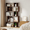 Geometric Bookshelf 5-Tier Bookcase with Open Shelves and Closed-back Cubes-Brown