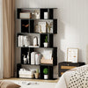 Geometric Bookshelf 5-Tier Bookcase with Open Shelves and Closed-back Cubes-Black