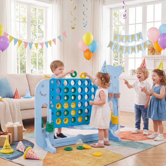Giant 4-to-Score Game Set Jumbo Connect Four Game with Ring-toss-Blue