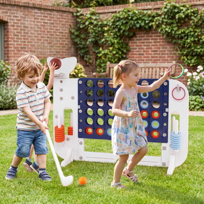 Giant 4-to-Score Game Set Jumbo Connect Four Game with Ring-toss-Navy