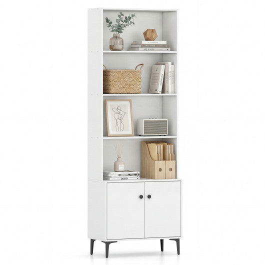 Giantex Bookshelf with Doors and 2 Anti-Tipping Kits for Home Office-White