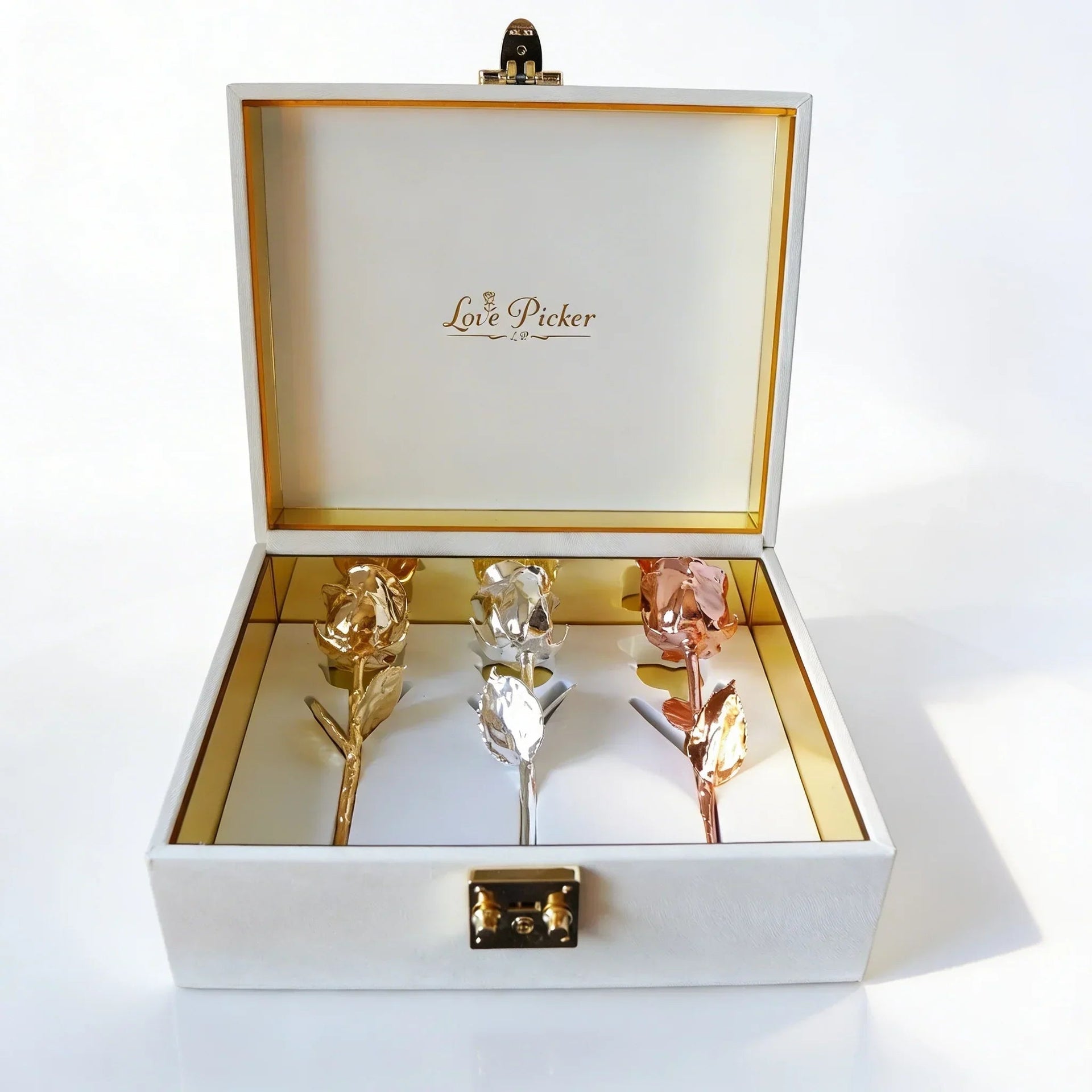 NEW - Engraved 3 Gold Dipped Roses 7