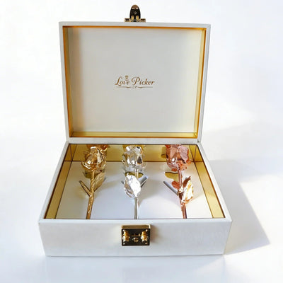NEW - Engraved 3 Gold Dipped Roses 7