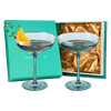 Colored Green & Gilded Rim Wine Glassware, Large 9oz Cocktail & Champagne Glasses 2-Set Vibrant Color Gold Vintage Stemmed Wine Glass, Glassware Gift Idea Perfect for Spring, Mother's Day (Coupe)