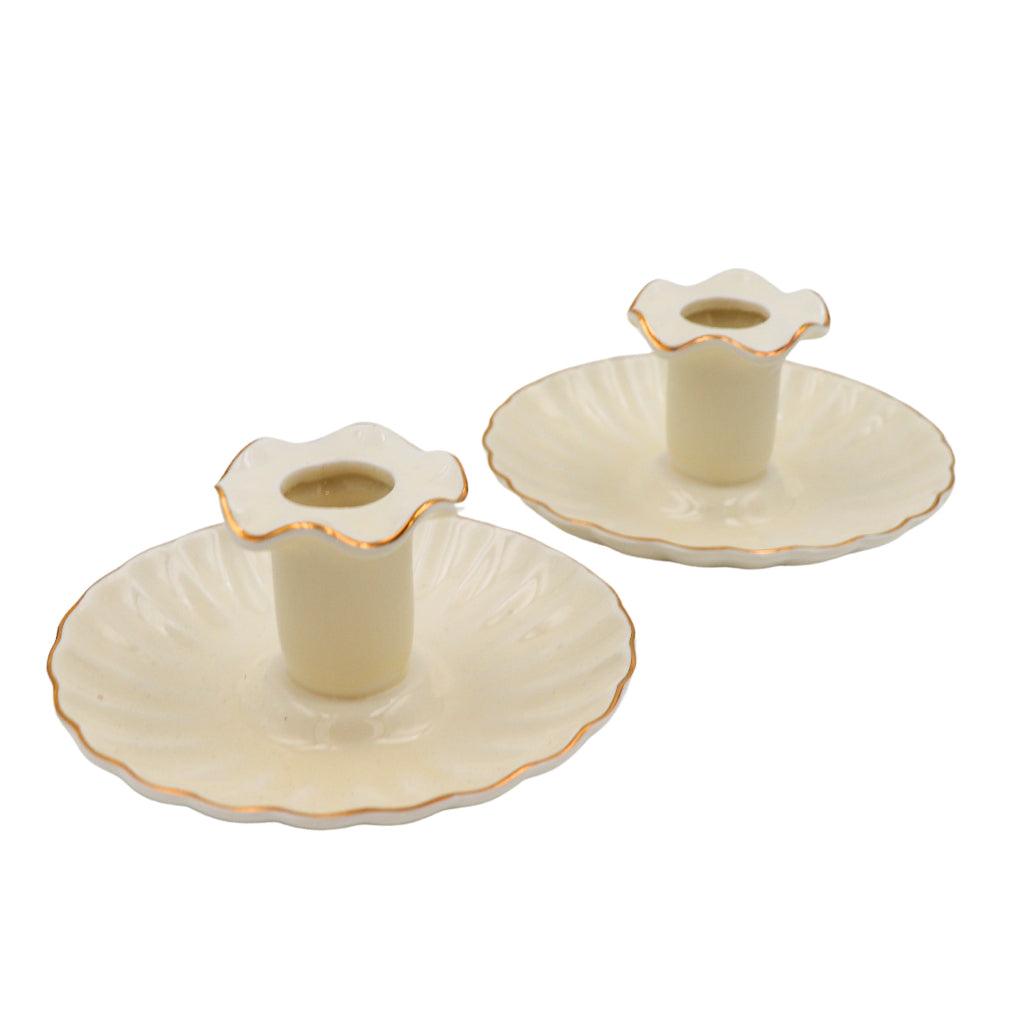 Gilded Cream Ceramic Candle Holders – Case of 12