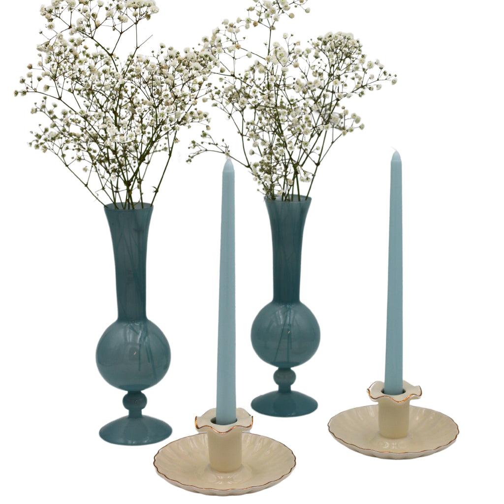 Gilded Cream Ceramic Candle Holders – Pair