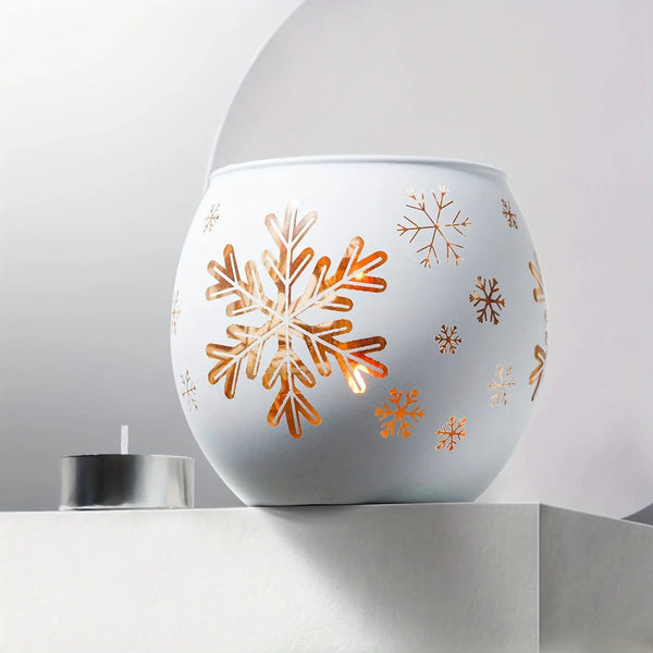 Glass Candle Holders Snowflake Design Clear