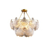 Ribbed Glass Shell Brass Chandelier