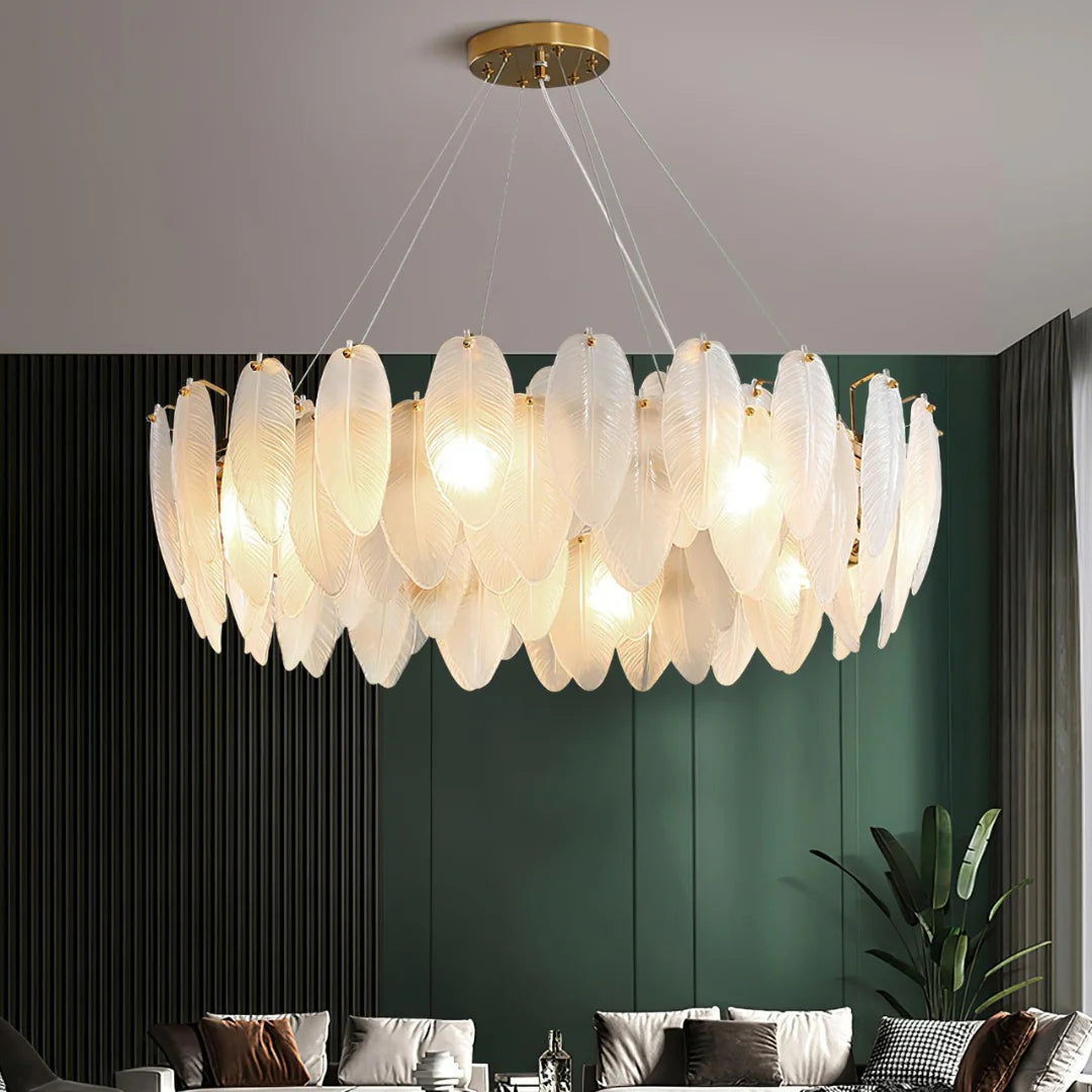 Glass Frosted Feather Chandelier