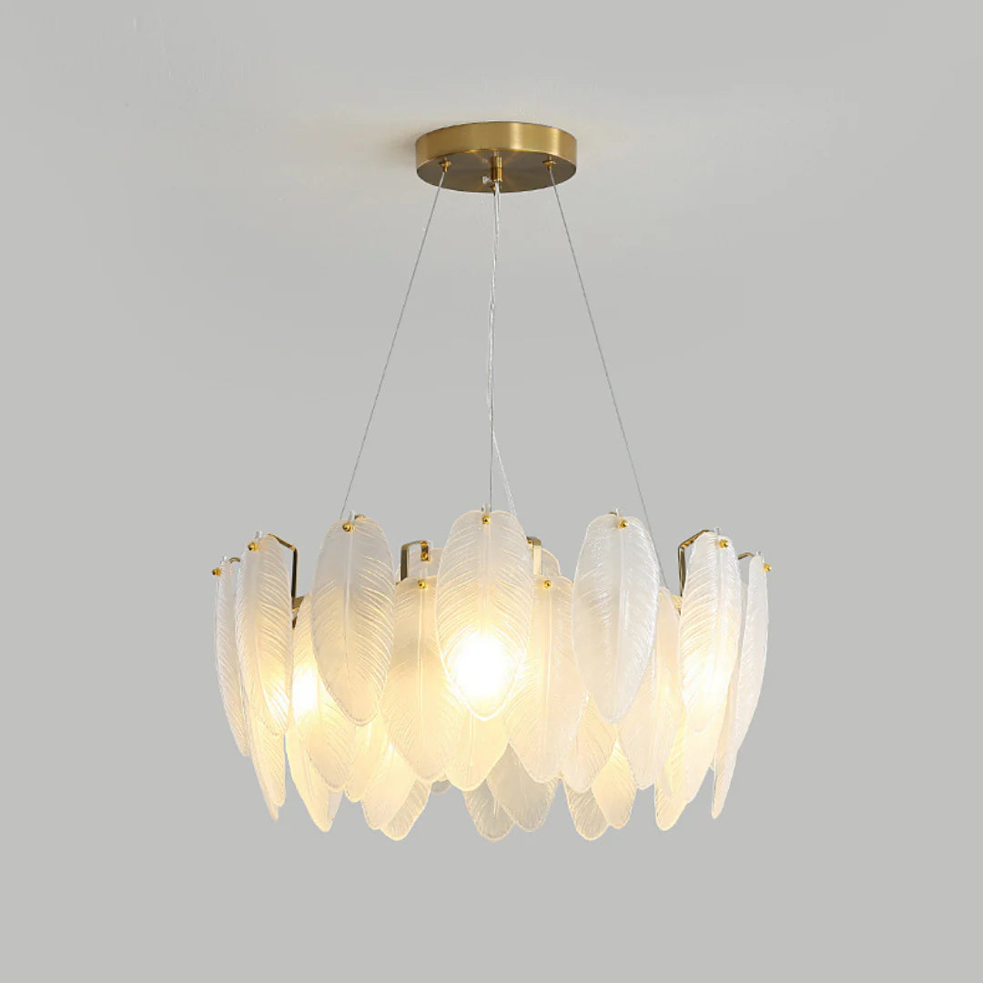 Glass Frosted Feather Chandelier