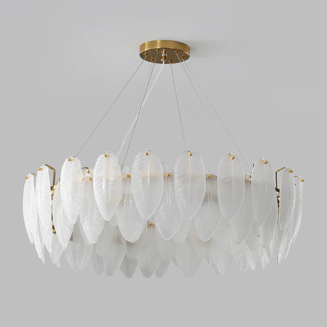 Glass Frosted Feather Chandelier