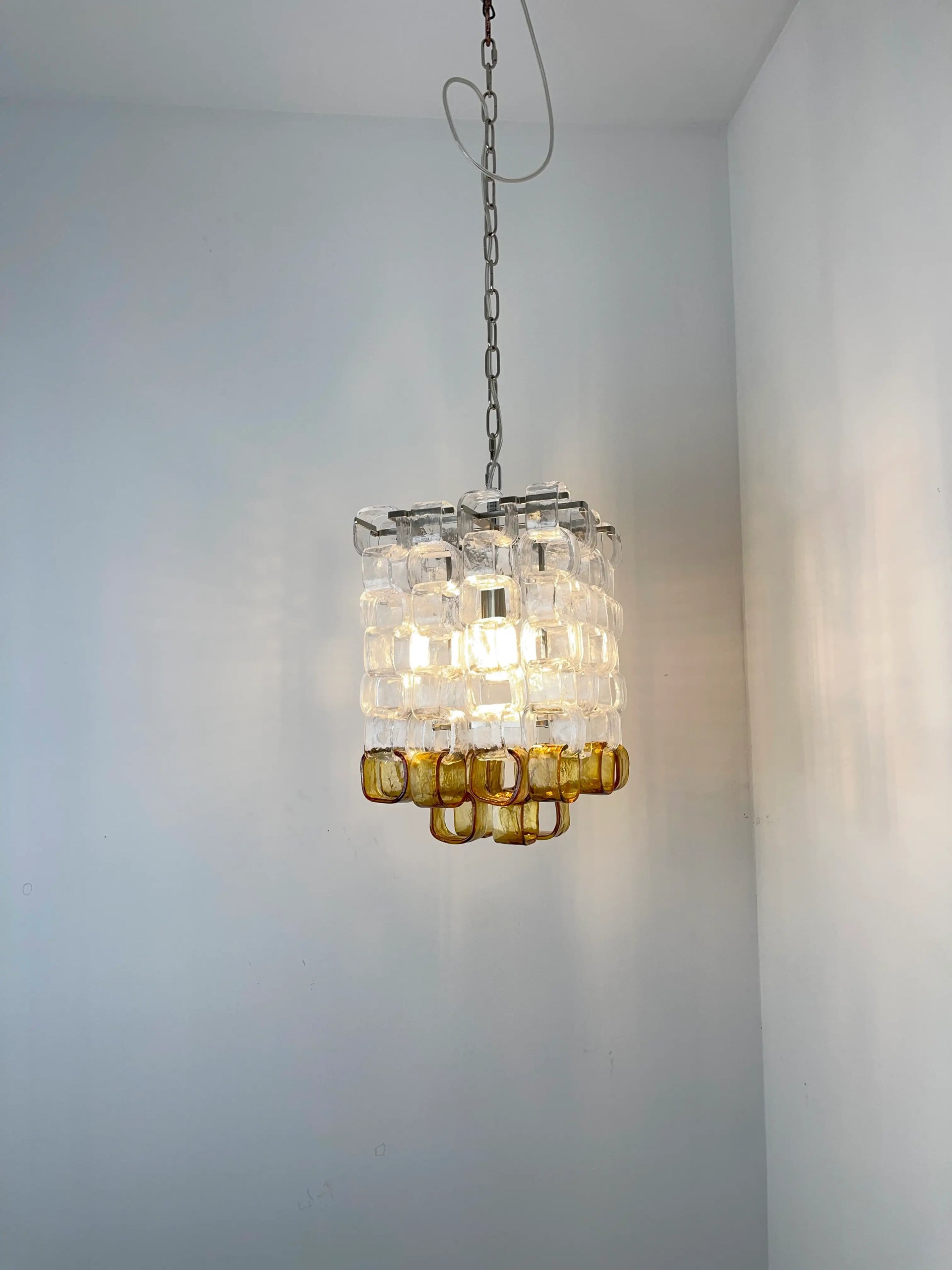 Glass Ice Cubes Transparent Amber Chandelier