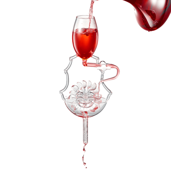 Wine Glass Wheel Decanting & Aerator Set by The Wine Savant - Unique Decanter - Moving Wheel - Upper, Middle & Lower Aerators - Whisky & Wines Carafe, Proven to Enhance & Improves Flavor & Aromas