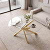 Glass Coffee Table Round Clear Center Table with Tempered Glass Top-Golden