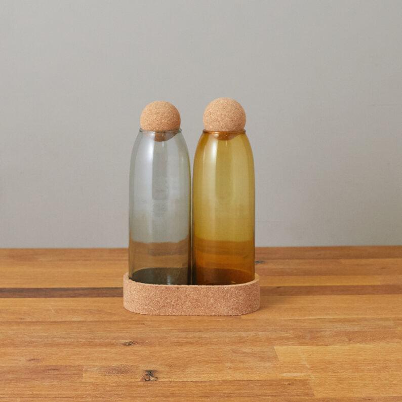 Glass & Cork Cruet, Set of 2