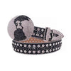 Rhinestone Belt With Black And White Globe Buckle