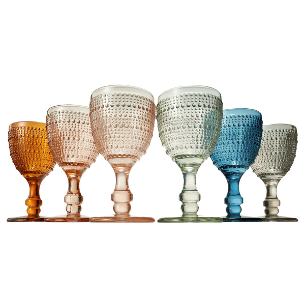 Tonal Hobnail Goblet, Stemmed Wine Glassware, Set of 6
