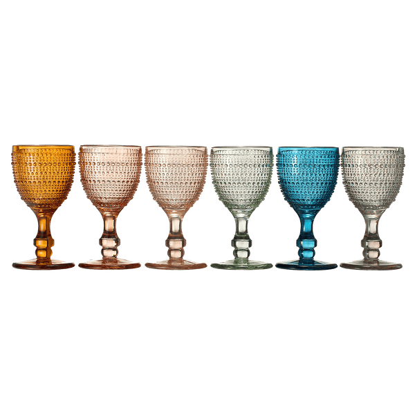 Tonal Hobnail Goblet, Stemmed Wine Glassware, Set of 6