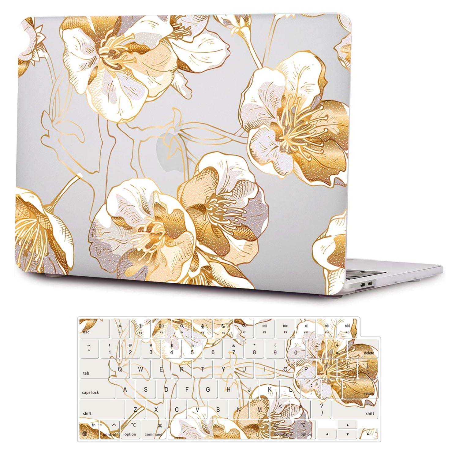 MacBook Pro Clear Case 13-inch - Gold Botanical Design