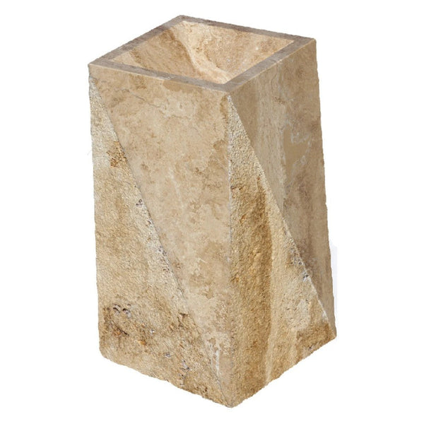 Gold Travertine Pedestal Rectangular Prism Sink Honed (W)14