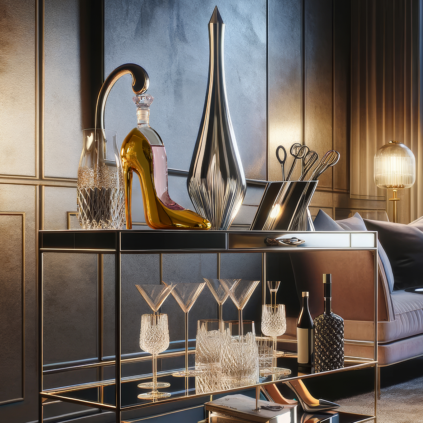 Gold Heel Stiletto High Heels Shape Decanter Whiskey and Wine Decanter with Stopper - High Heel Decanter for Wine Liquor Bourbon Tequila, Elegant Decanter Gifts for Women - Copyright Design