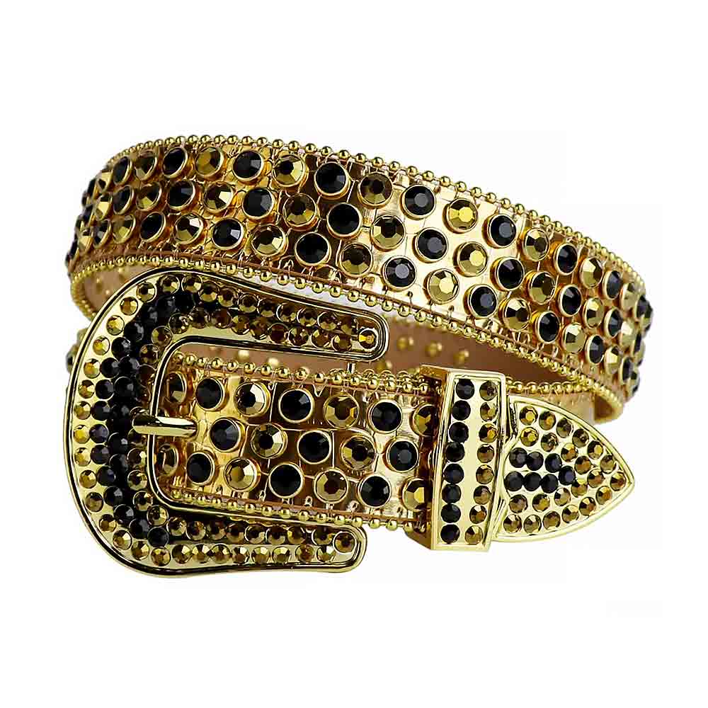 Men Women Golden Rhinestone Jeans Belt