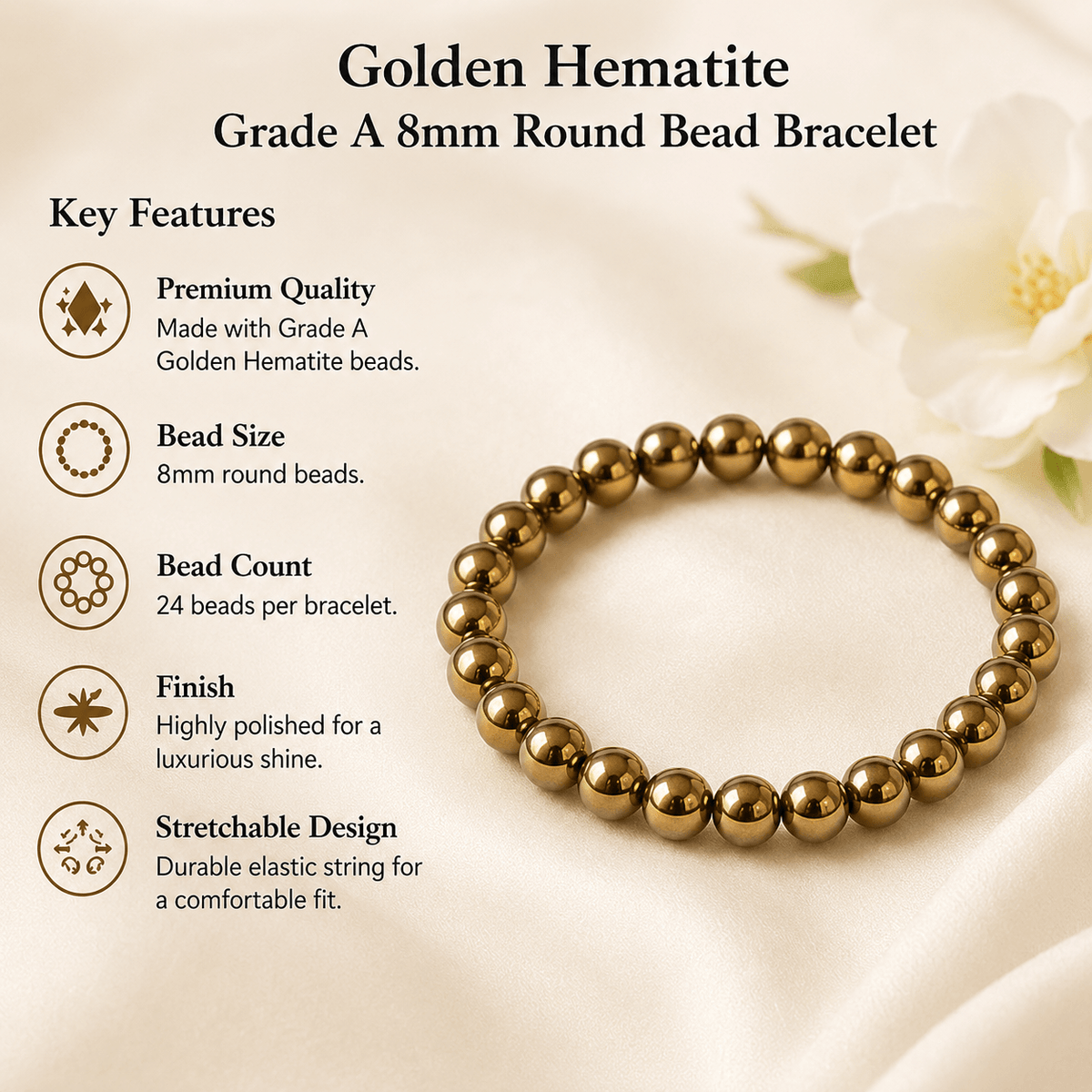 Golden Hematite Bracelet (Grounding and Courage)