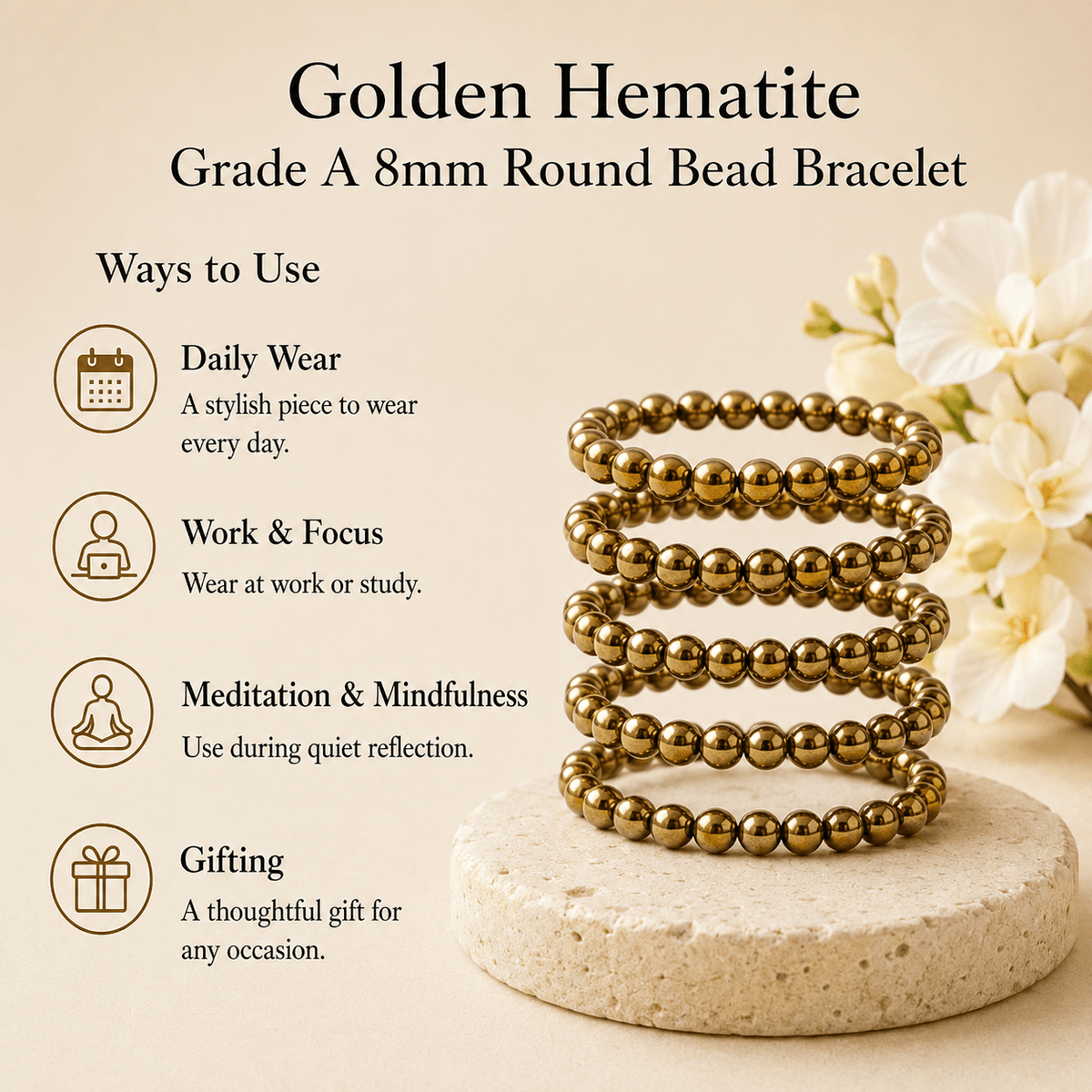 Golden Hematite Bracelet (Grounding and Courage)