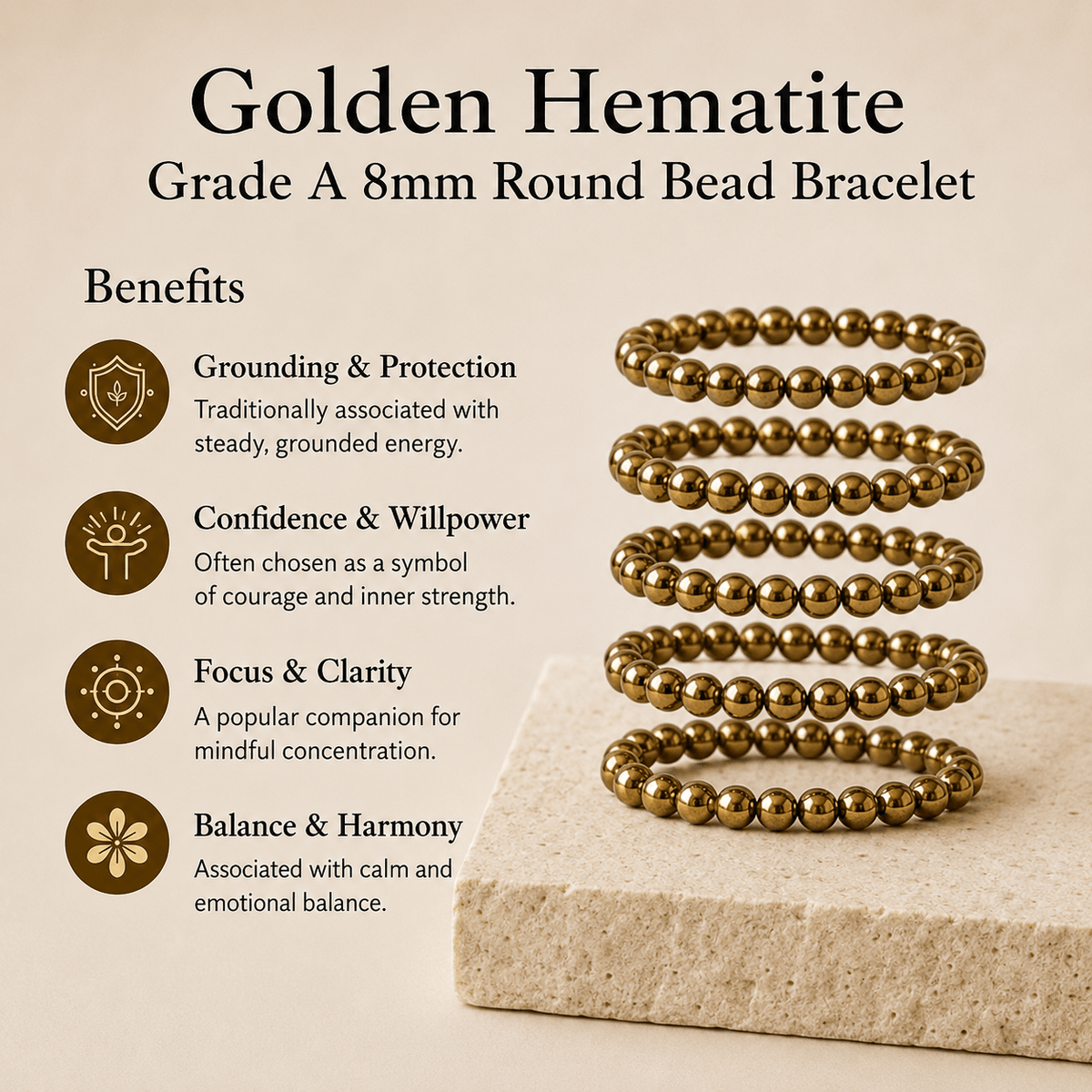 Golden Hematite Bracelet (Grounding and Courage)