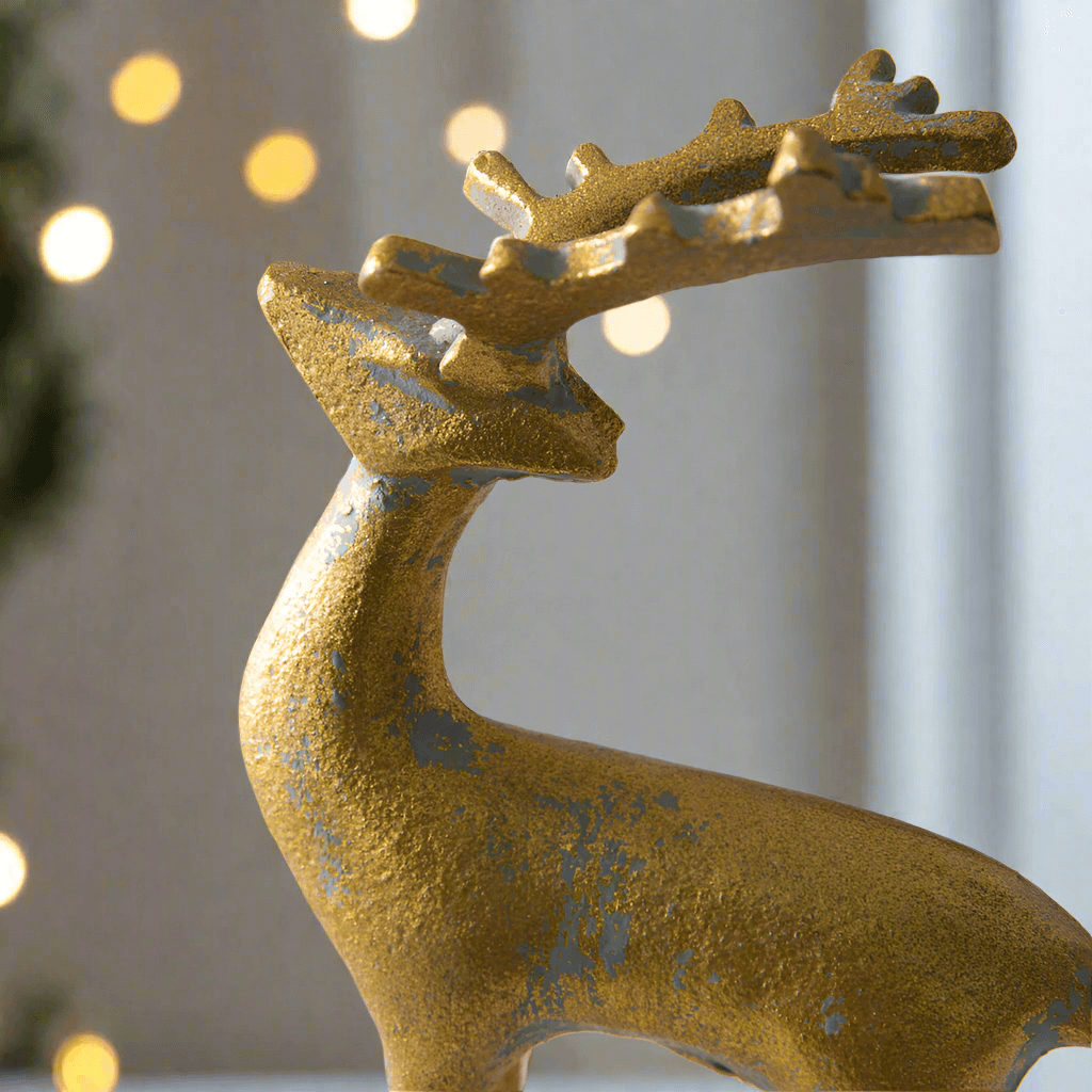 Gold Reindeer Figurines (Set of 3)