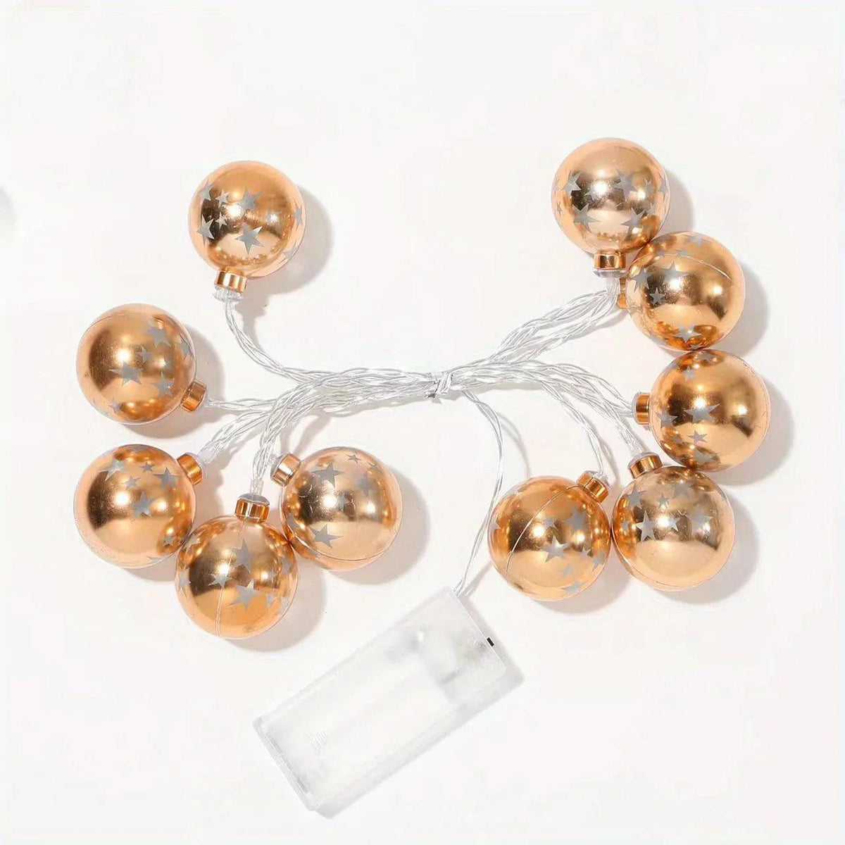 Golden Christmas Ball Lights - Battery Operated String for Tree & Home Decor
