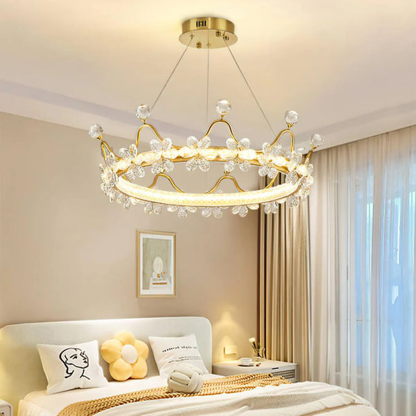 Golden Crown Garland Crystal Chandelier