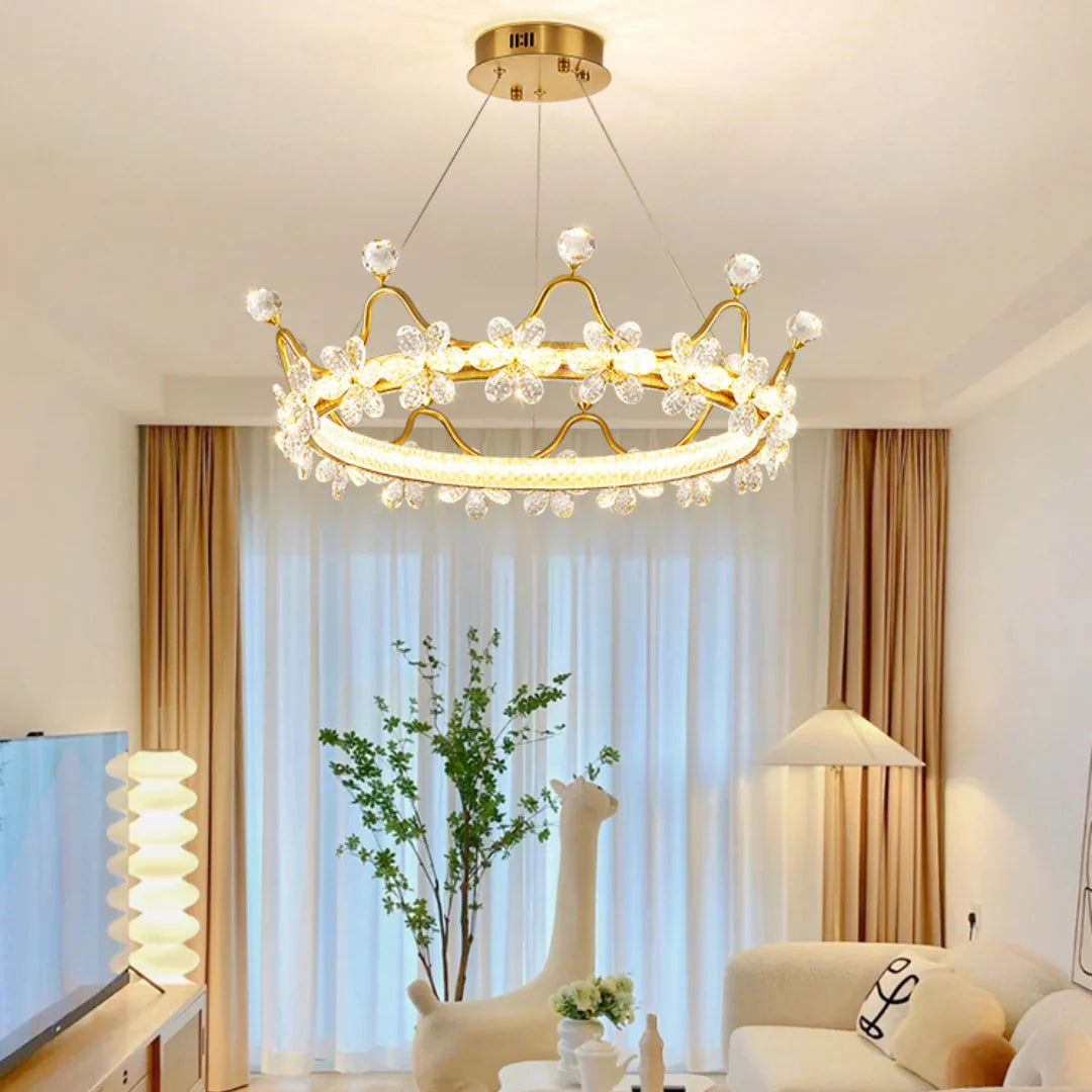 Golden Crown Garland Crystal Chandelier