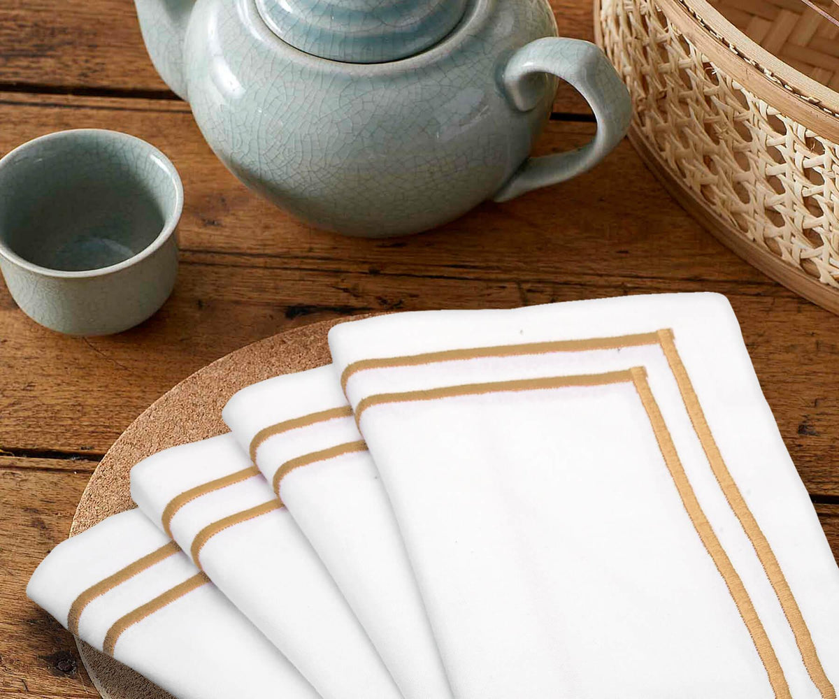 Beige Double Line Embroidery Napkins
