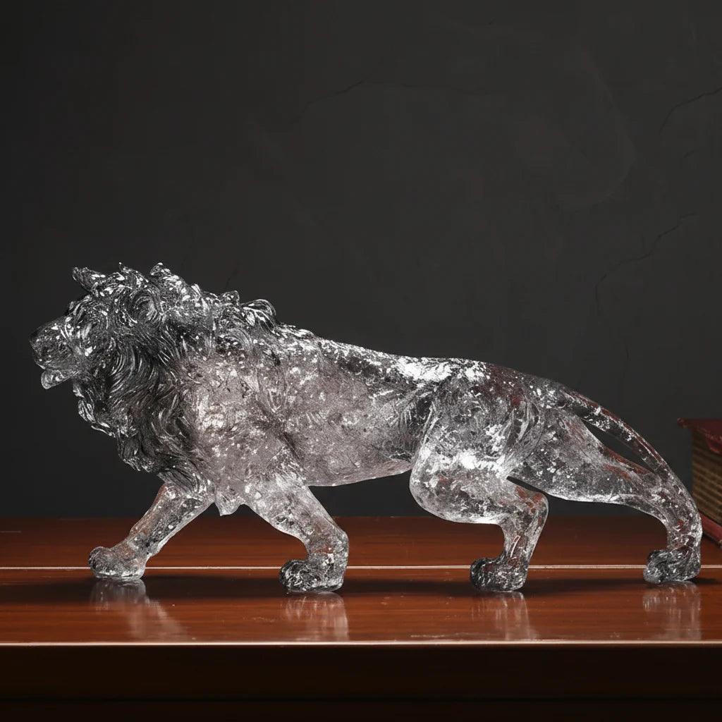 Golden Leopard Animal Sculpture with Gold Foil Resin for Home Decor