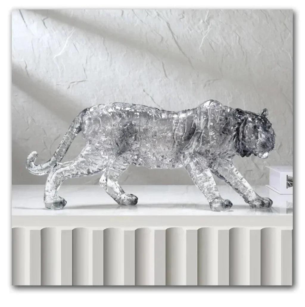 Golden Leopard Animal Sculpture with Gold Foil Resin for Home Decor