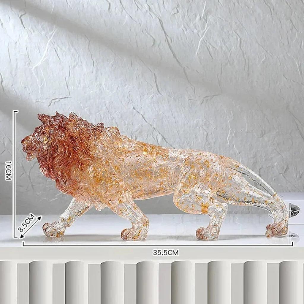 Golden Leopard Animal Sculpture with Gold Foil Resin for Home Decor
