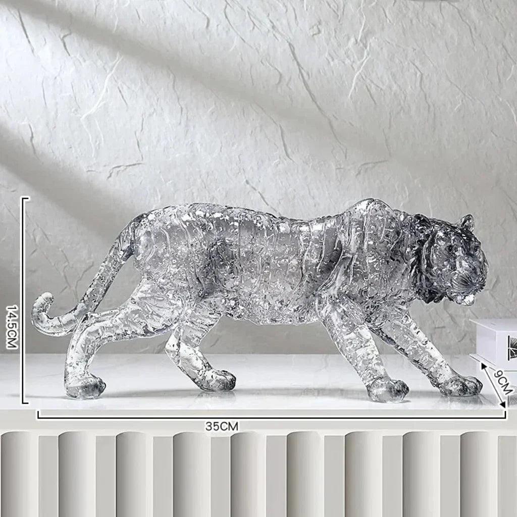 Golden Leopard Animal Sculpture with Gold Foil Resin for Home Decor