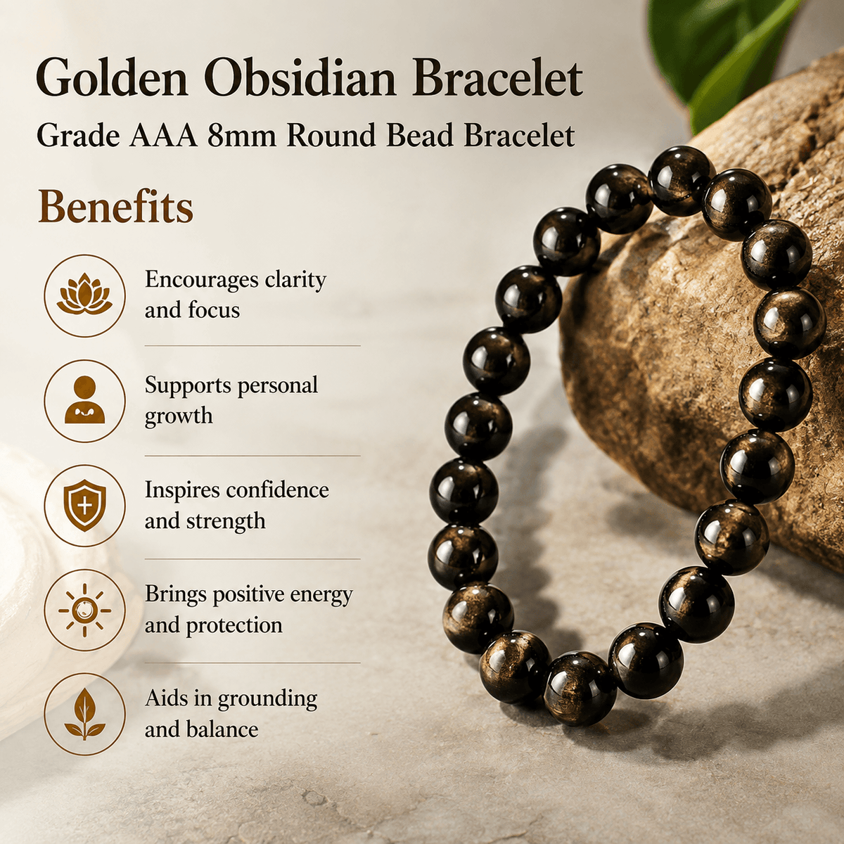 Golden Obsidian Bracelet (Trauma and Releases Imbalances, Negative Energies)