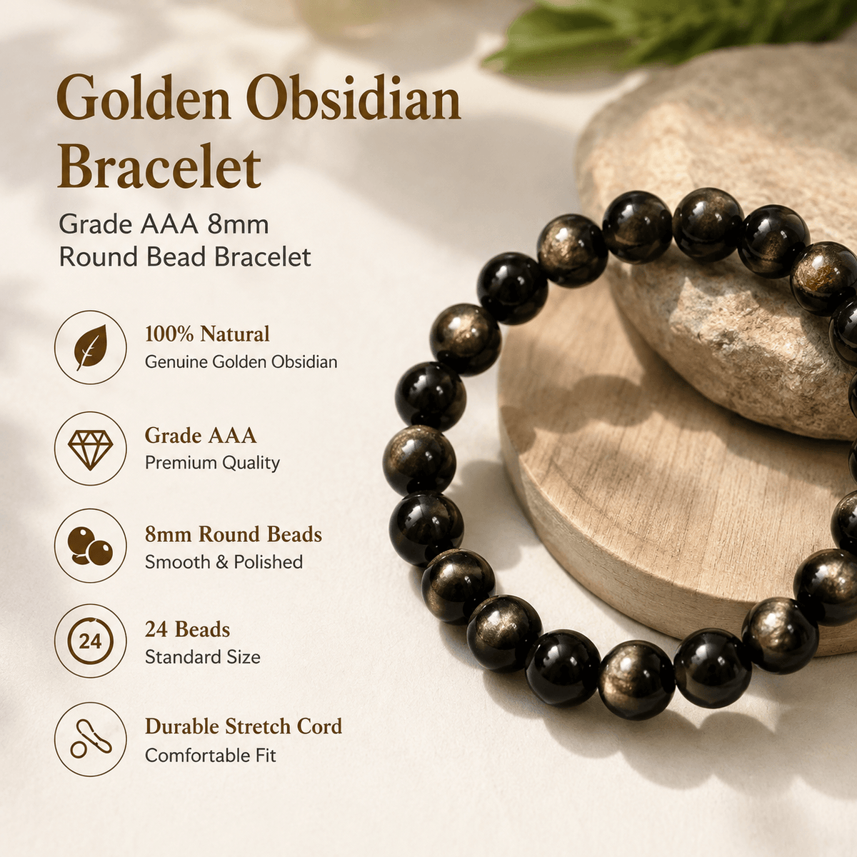 Golden Obsidian Bracelet (Trauma and Releases Imbalances, Negative Energies)