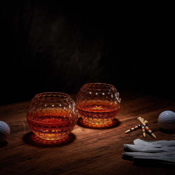 Golf Whiskey Glasses | 15 OZ Golf Ball Shaped Old Fashioned Liquor, Cocktail Glass, Crystal Unique & Fun Drinking Glassware Accessories, Gift For Him, Husband, Father, Boyfriend, Her