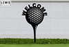 Golf Ball and Tee Welcome Sign - 17 x 11 / Black
