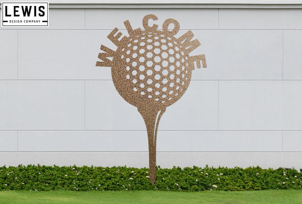 Golf Ball and Tee Welcome Sign