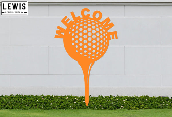 Golf Ball and Tee Welcome Sign