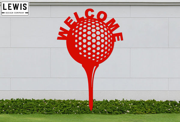 Golf Ball and Tee Welcome Sign