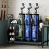 Golf Bag Organizer 3 Golf Bag Stand with Lockable Wheels and Hooks-Black