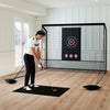 Golf Practice Hitting Net Golf Cage with Dual Side Barriers Target Cloth Metal Frame