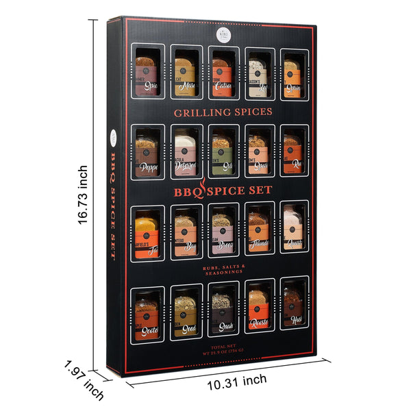 Large Gourmet Smokehouse BBQ Spice Rub Set Grilling Gift Set, 1.25oz Each- Spice Set & Seasonings - Father Gift Dad Gifts - Barbecue Cookout - Flavors Includes Smoky Chipotle, Dry Rub, Pack of 20